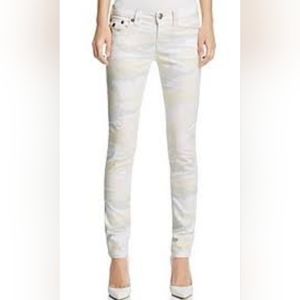 True Religion Winter White Five  Pocket Camo Leggings Size 31